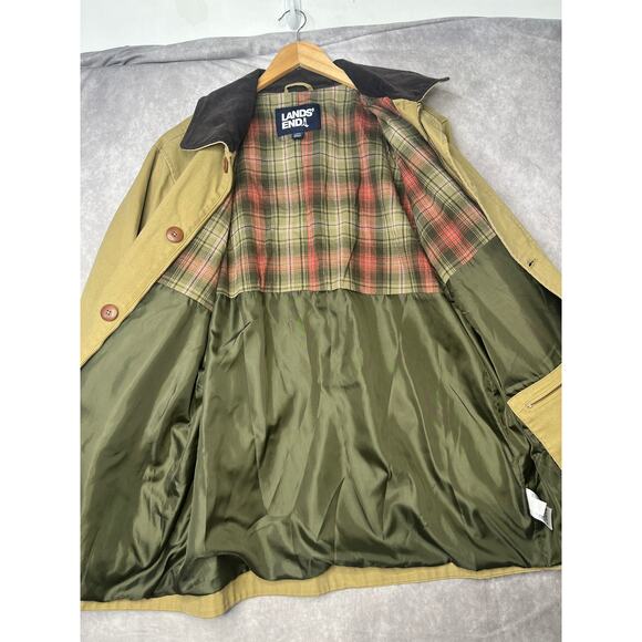 Lands' End Canvas Flannel Lined Corduroy Collar Tan Brown Chore Jacket Men's XL - Picture 5 of 11